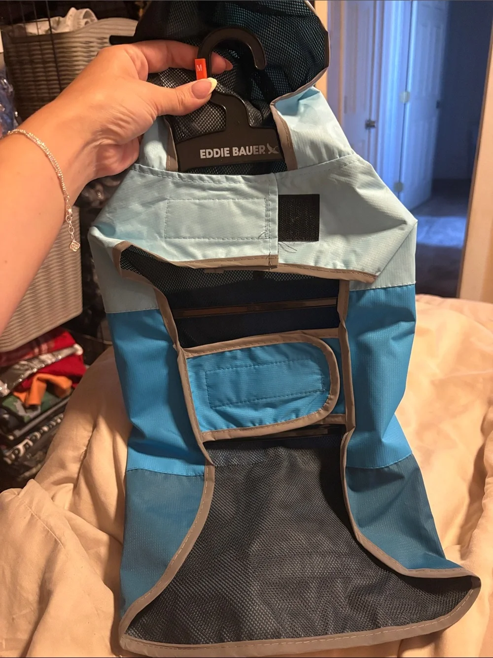 Eddie Bauer Ravenna Color-block Pet Windbreaker/ 🌧️ coat in Sea Spray Blues NWT